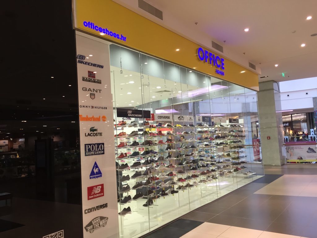 Staklene pregradne stijene, Office shoes, Arena centar Zagreb Pin tehnika